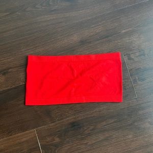 red bandeau/tube top